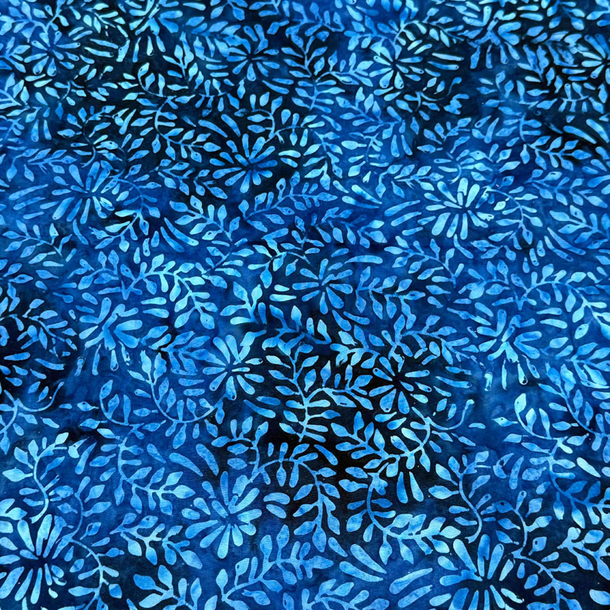 Feldman Batik Navy Royal Stamp Clover Petal Cotton Fabric